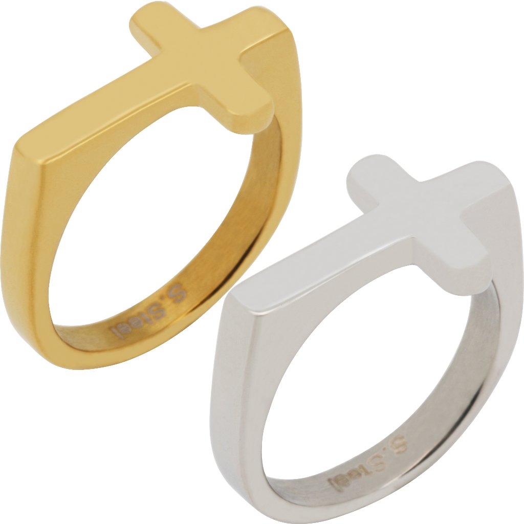 316l Stainless Steel 18k Yellow Gold Plated Cross Ring 316l Stainless Steel 18k Yellow Gold Plated Cross Ring
